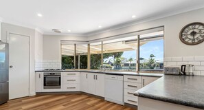 Fridge, microwave, oven, dishwasher