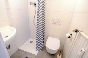 Hair dryer, soap, toilet paper