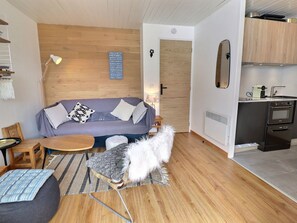 Living area - Nice renovated 2-room cabin, ski-in/ski-out, south-facing (Méribel)