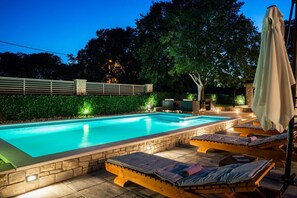 Outdoor pool, a heated pool - Luxury Villa Carlin with heated pool (Pridraga)
