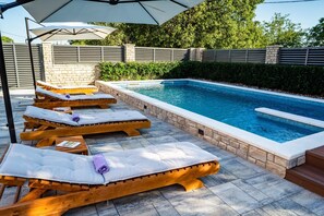 Outdoor pool, a heated pool - Luxury Villa Carlin with heated pool (Pridraga)