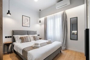 Studio, 1 lit double, cuisine, vue ville | Literie de qualité supérieure, décoration personnalisée