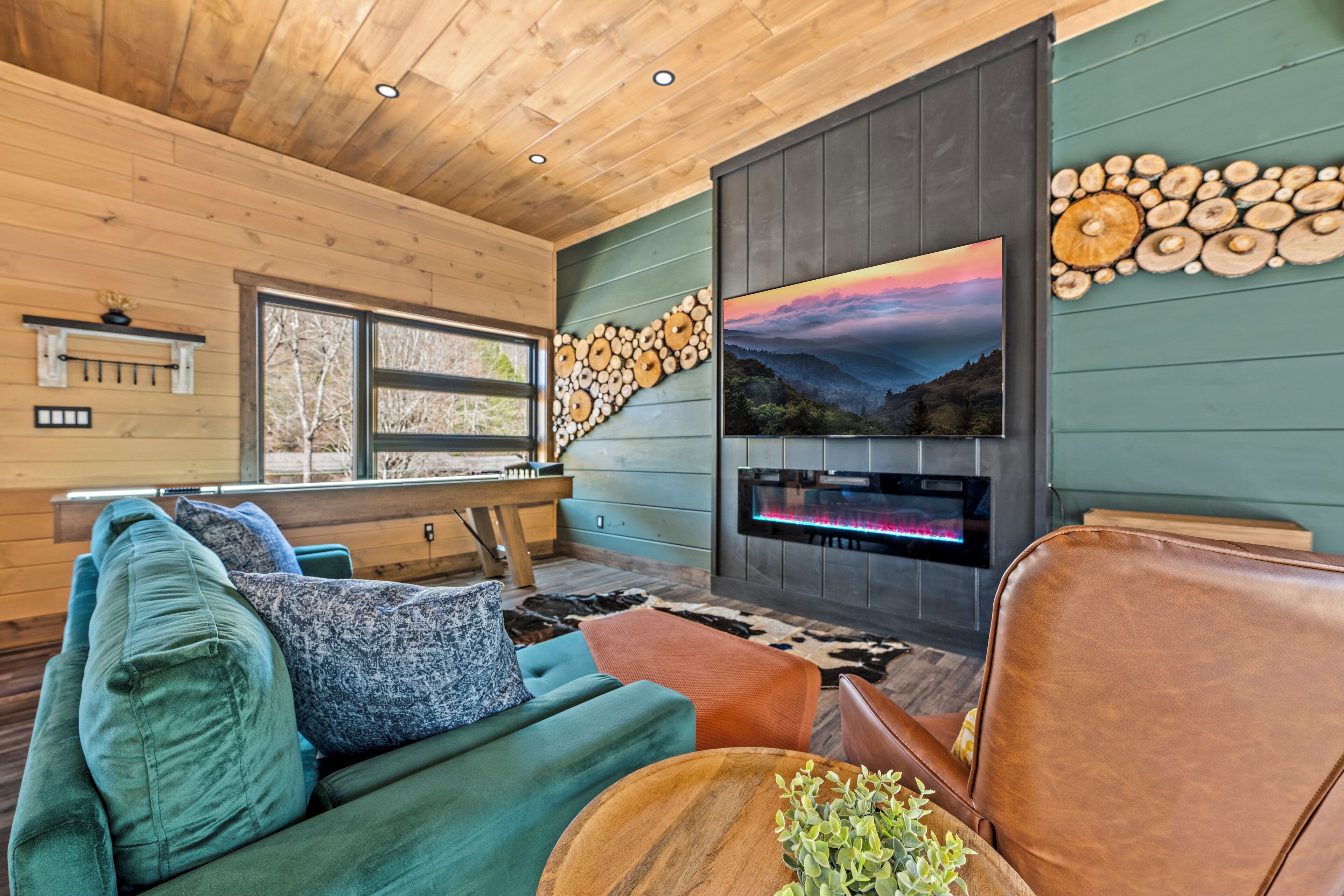 Smart TV, fireplace, video games