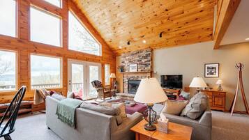 TV connectée, cheminée, lecteur de DVD