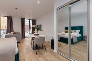 1 bedroom, desk, iron/ironing board