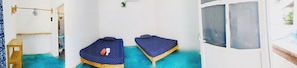 Desk, laptop workspace, free WiFi, bed sheets