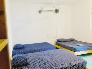 Desk, laptop workspace, free WiFi, bed sheets
