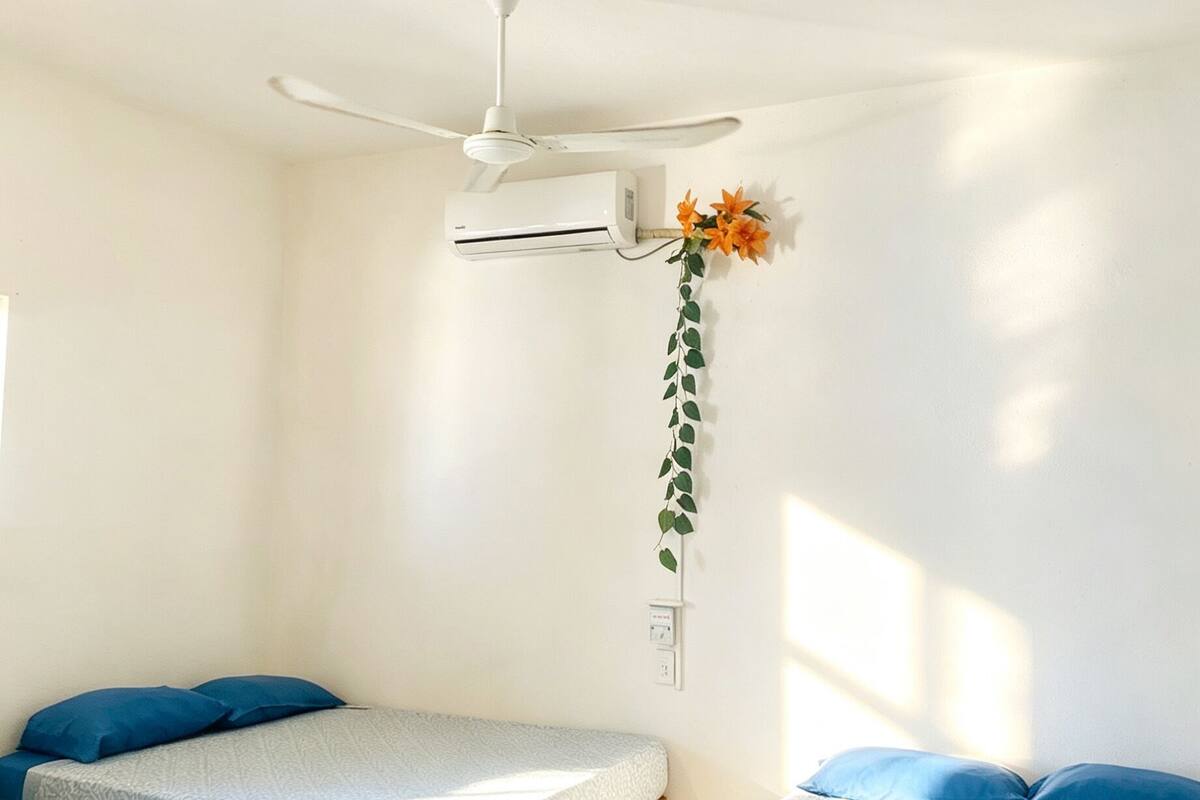 Desk, laptop workspace, WiFi (free), bed sheets