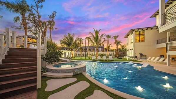 Outdoor pool, a heated pool - Sport Court and Golf Simulator-Resort Pool w/Slide (Sarasota)
