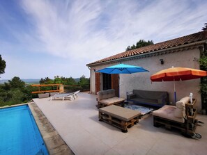 Terrace/patio - Vacation home in green surroundings with swimming pool (Fayence)