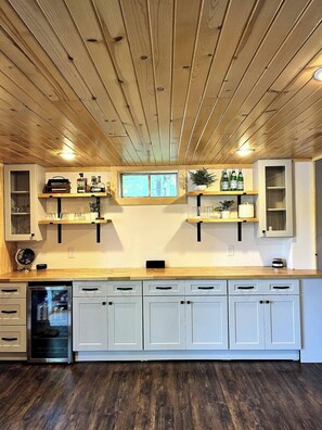 Fridge, microwave, oven, stovetop - Cozy Lakefront Cabin w/ Stunning Views & Pontoon! (New Auburn)