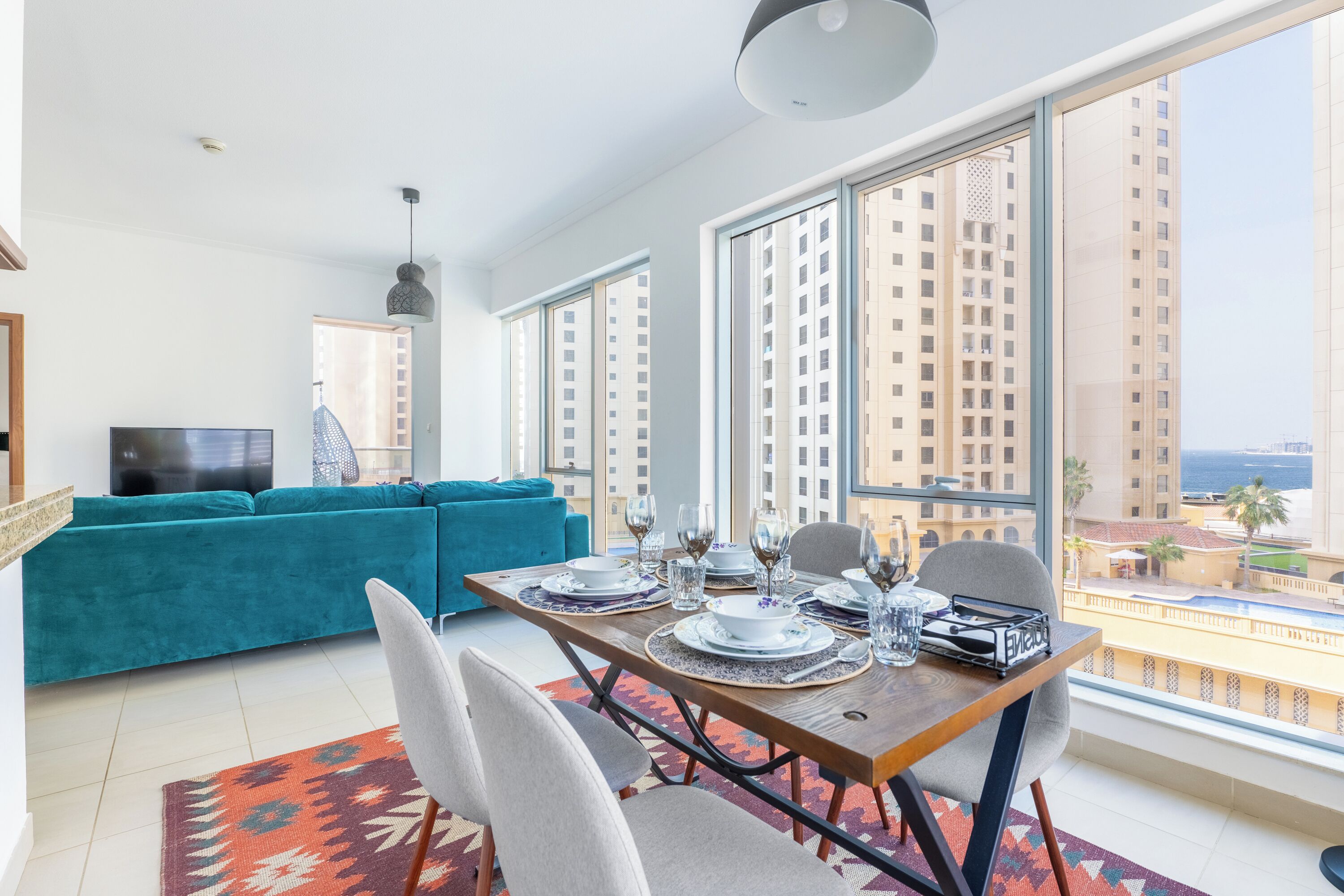 Comfort Apartment, 1 Bedroom, Balcony, City View | Living area | 50-inch Smart TV with digital channels