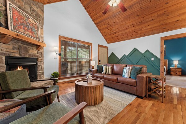 Smart TV, fireplace, video games, books