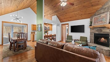 Smart TV, fireplace, video games, books