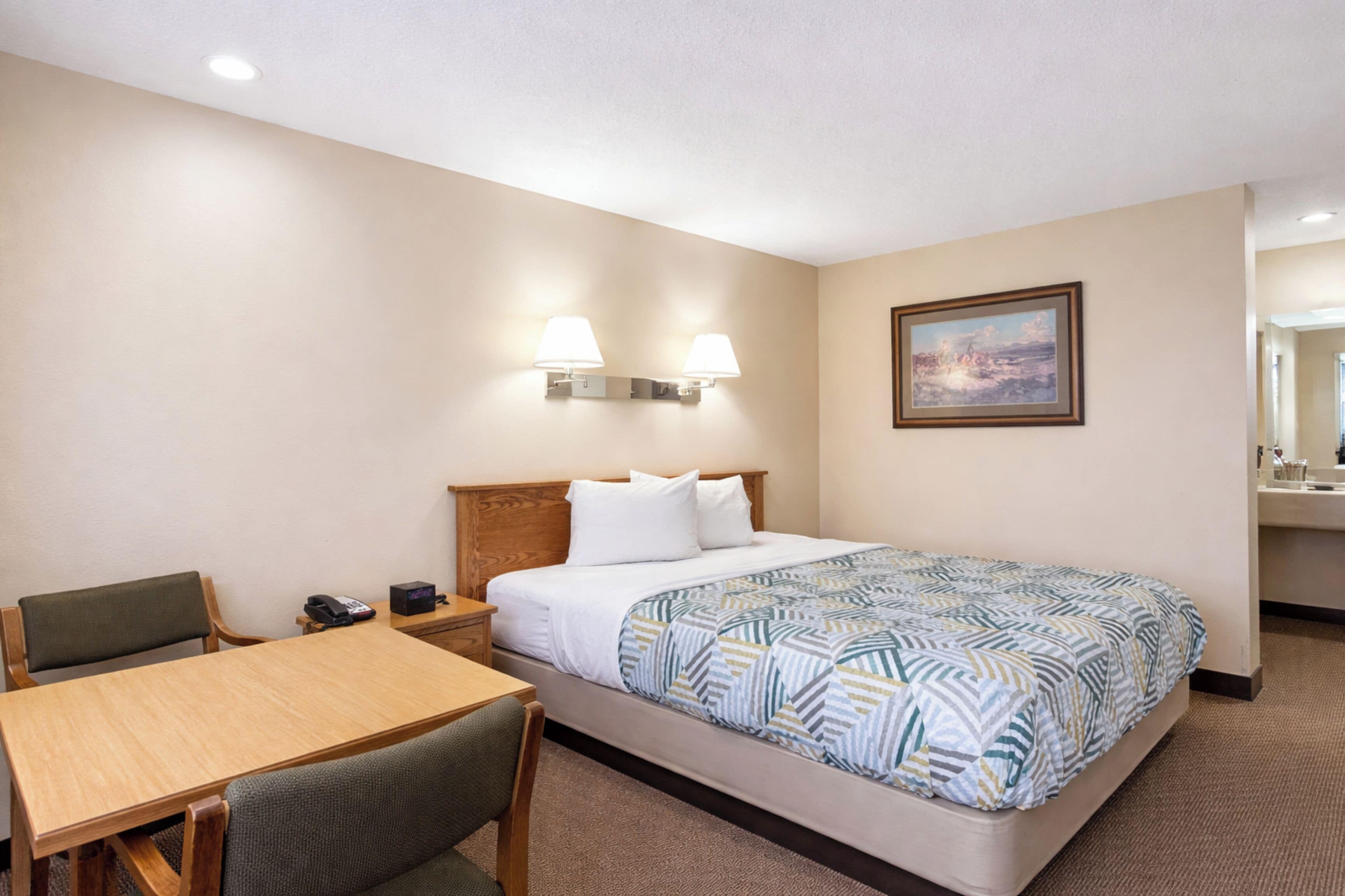 Desk, free WiFi, bed sheets