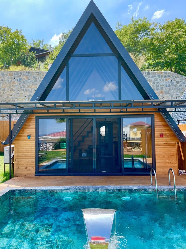 Outdoor pool, a heated pool -
2+1 Heated Private Pool- Lake View - 5 Person Bungalow in Dibektaş (Sakarya)