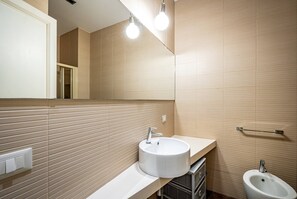 Shower, hair dryer, shampoo