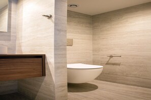 Douche, séchoir à cheveux, serviettes fournies