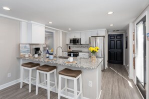 Fridge, microwave, toaster, blender