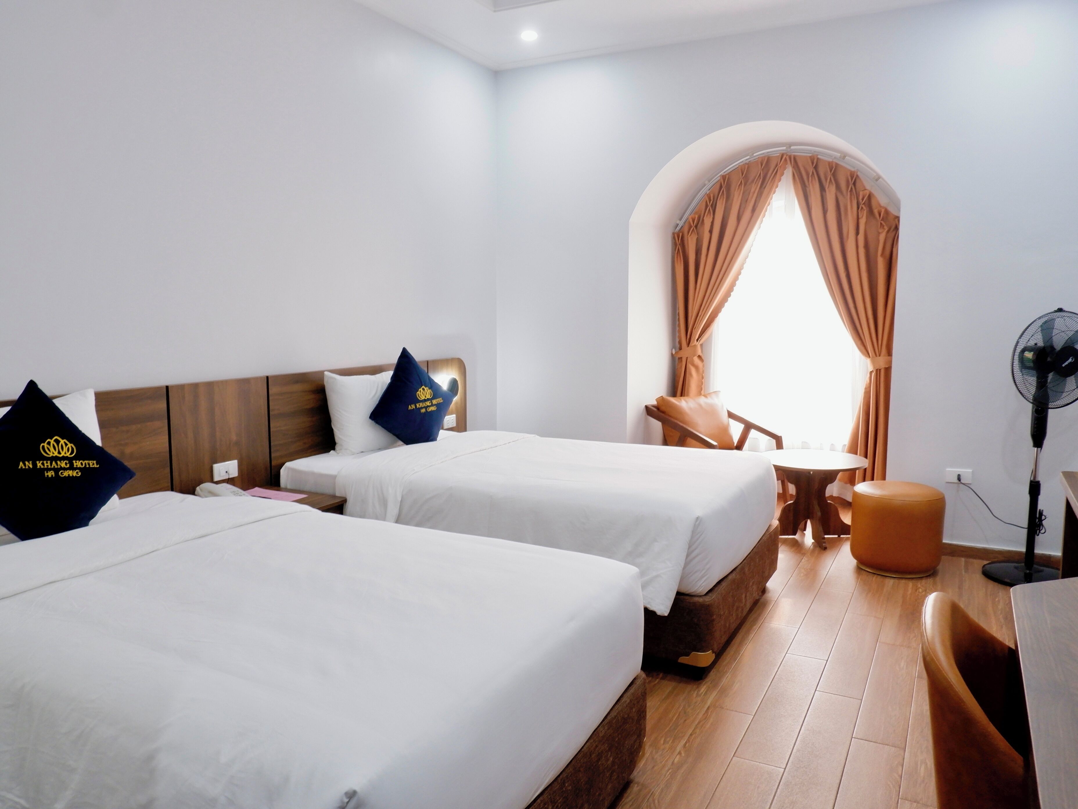 Premium bedding, memory foam beds, free minibar, desk