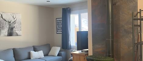 Televisión y chimenea