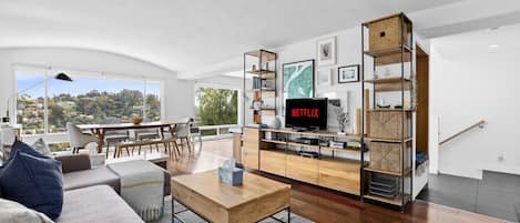 Smart TV, fireplace, video games, books