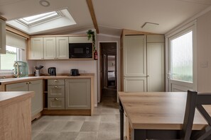 Fridge, microwave, oven, electric kettle