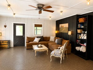Smart TV, DVD player, books, video library