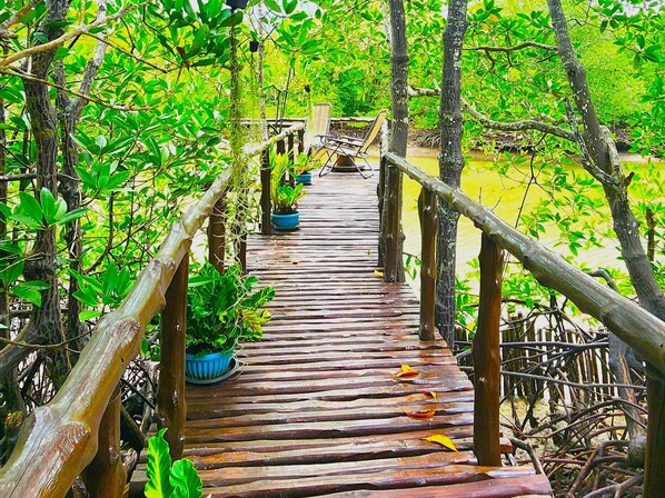 Habitación Deluxe doble, vistas a la bahía | Terraza o patio