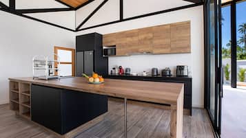 Design Villa, 3 Bedrooms, Private Pool, Pool View | Private kitchen | Espresso maker, electric kettle