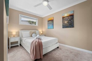 3 bedrooms, desk, iron/ironing board, travel cot