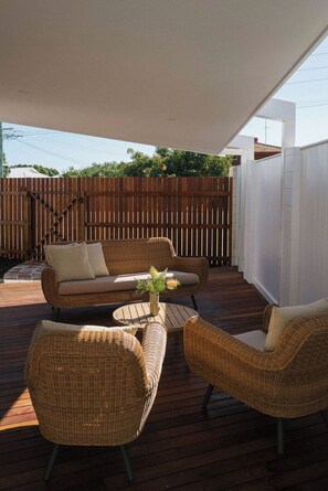 Terrace/patio - Relax & unwind at Vic's place Falcon Bay. Your perfect beach side escape awaits! (Falcon)