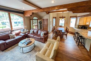 Smart TV, fireplace, DVD player