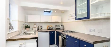 Fridge, microwave, oven, toaster