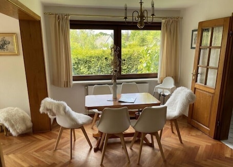 Dining. Holiday Home 'Eva-maria' with Private Terrace, Private Garden and Wi-Fi