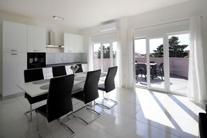 Superior Apartment, Balcony, City View | Living area | Flat-screen TV - Apartments Lola (Novalja)