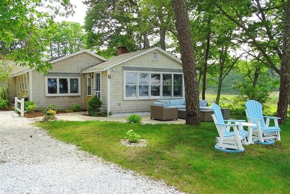 Terrace/patio - Whispering Waters: 005-D  Waterfront, Private Beach, Kayaks, SUPs (West Dennis)