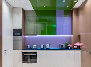 Apartment | Private kitchen | Fridge, microwave, oven, stovetop