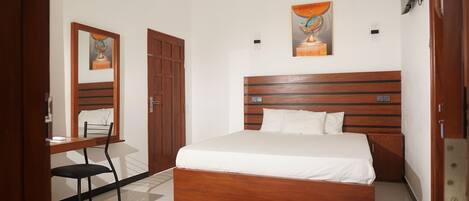 Desk, free WiFi, bed sheets