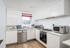 Fridge, microwave, oven, dishwasher