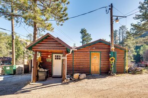 House (1 Bedroom) | Interior - Private Hot Tub + Deck: Riverfront Escape in Drake (Drake)