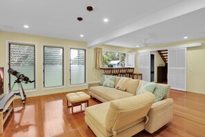 TV, DVD player, books