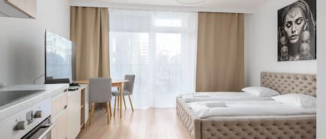 Suite estudio | 1 habitación, tabla de planchar con plancha, wifi gratis y ropa de cama