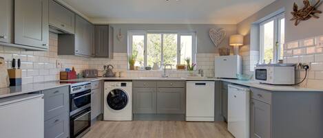 Microwave, dishwasher, high chair