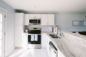 Fridge, microwave, oven, dishwasher