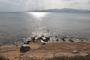 On the beach, white sand