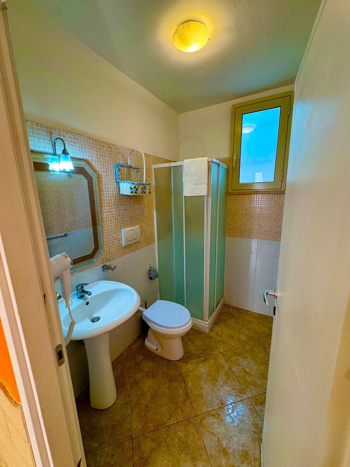Une salle de bain avec un lavabo, des toilettes et une douche.