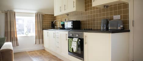 Fridge, microwave, oven, toaster