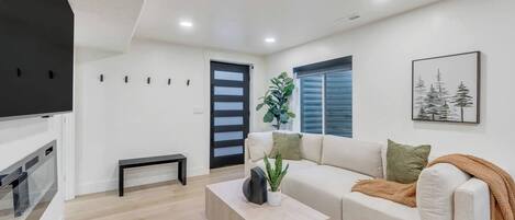 TV, fireplace