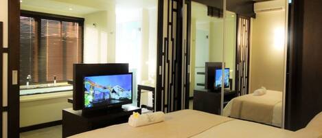 2 bedrooms, in-room safe, blackout curtains, soundproofing